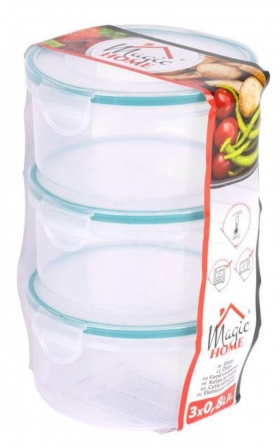 MagicHome Dóza Lunchbox R808, 3x0,8 l, sada 3 ks, okrúhle, Clip